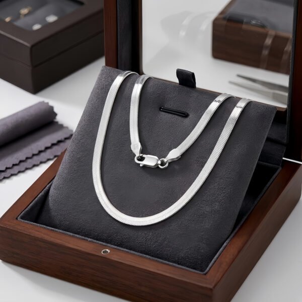 925 Sterling Silver Elegant  Herringbone Chain Necklace with Secure Lobster Clasp
