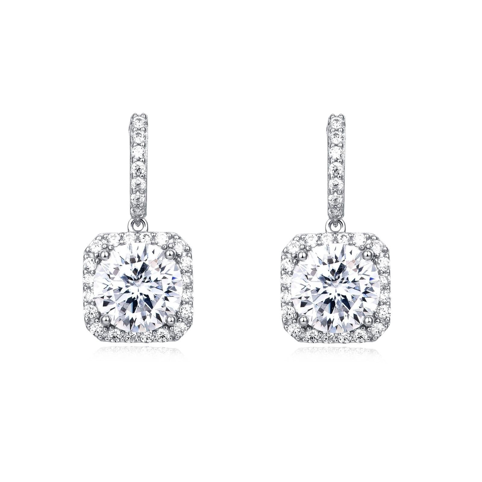 925 Sterling Silver Elegant Moissanite Halo Stud Earrings Wholesale In Plated with White Gold - Image 4