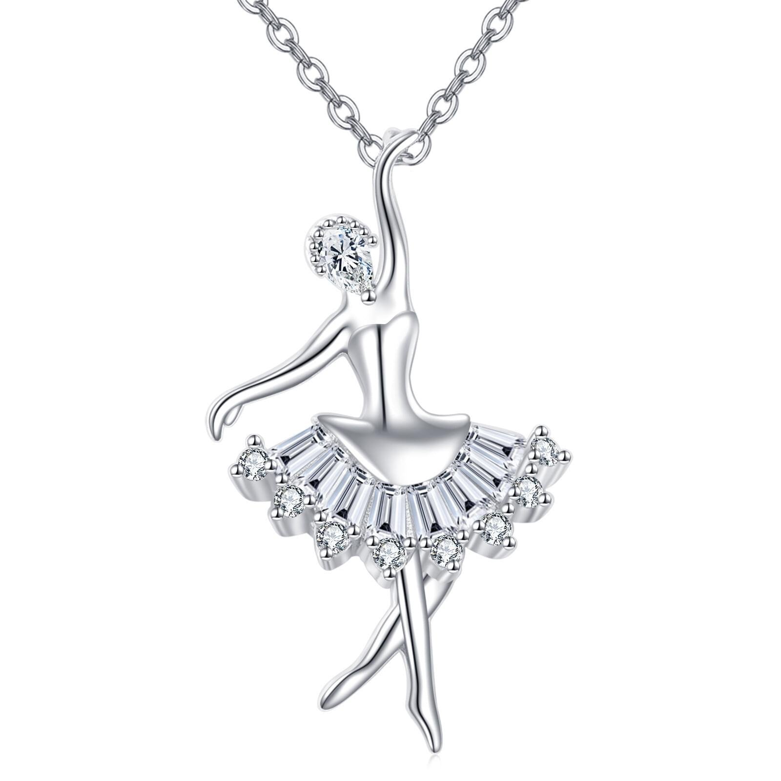 925 Sterling Silver Elegant Ballerina Moissanite Pendant Necklace – Graceful Dance Of Sparkling Gems - Image 2