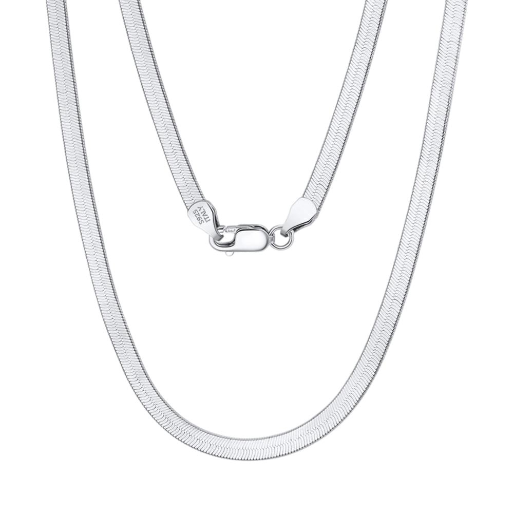 925 Sterling Silver Elegant  Herringbone Chain Necklace with Secure Lobster Clasp - Image 2