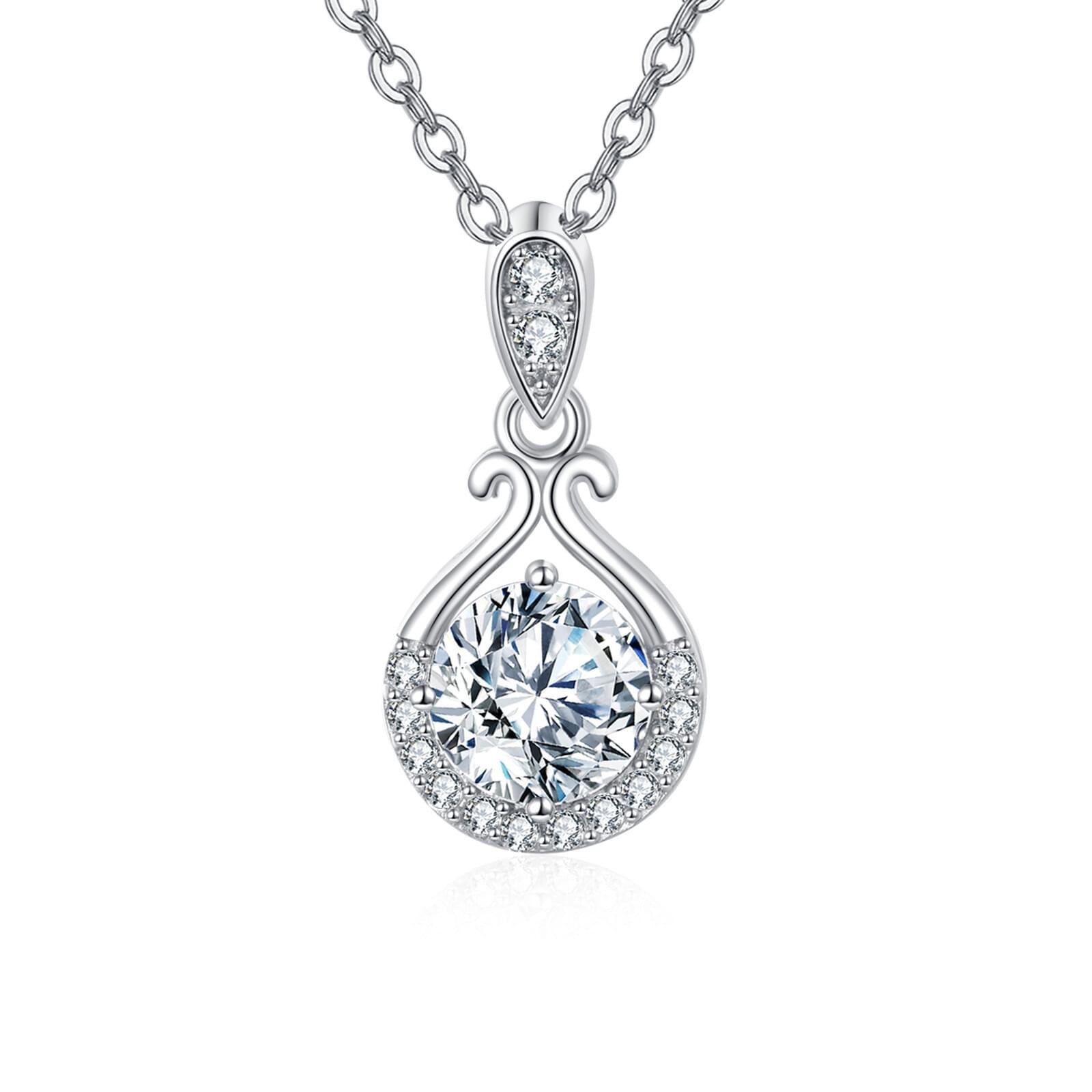 925 Sterling Silver Elegant Moissanite Pendant Necklace With Classic Teardrop Design - Image 4
