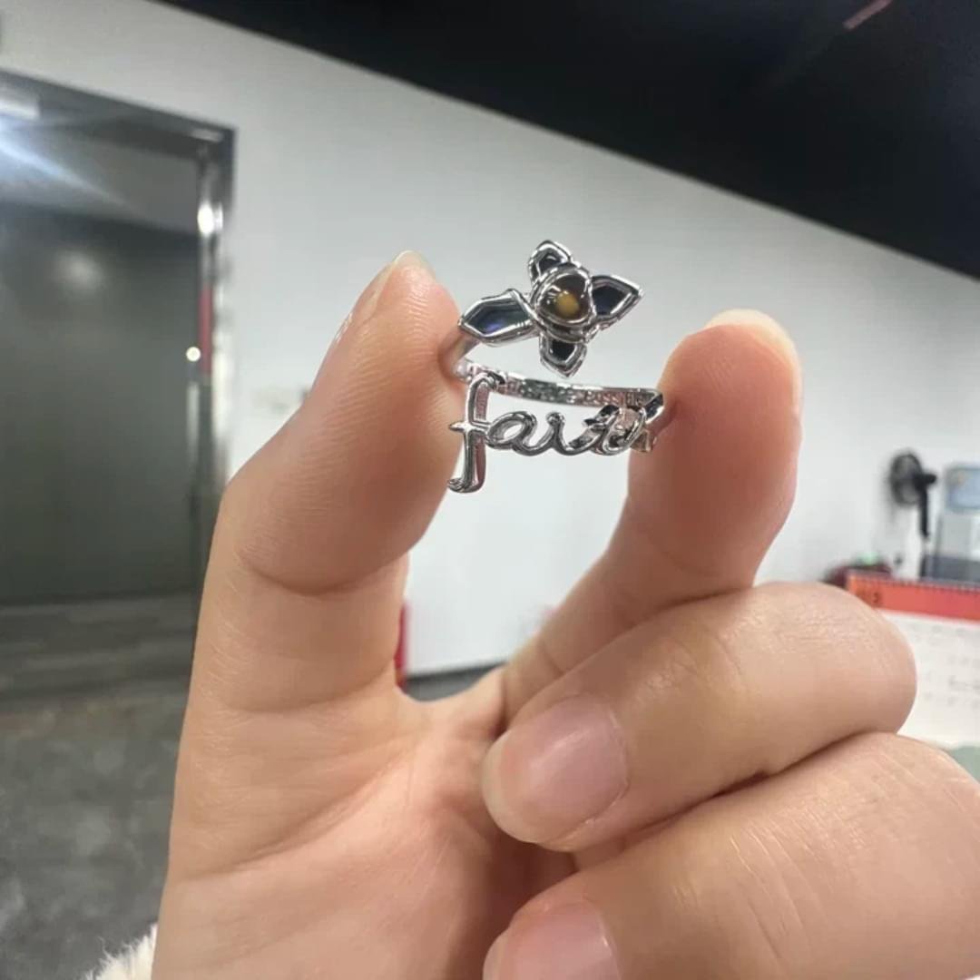 Wholesale 925 Sterling Silver Faith Cross Mustard Seed Abalone Shell Adjustable Ring - Image 3