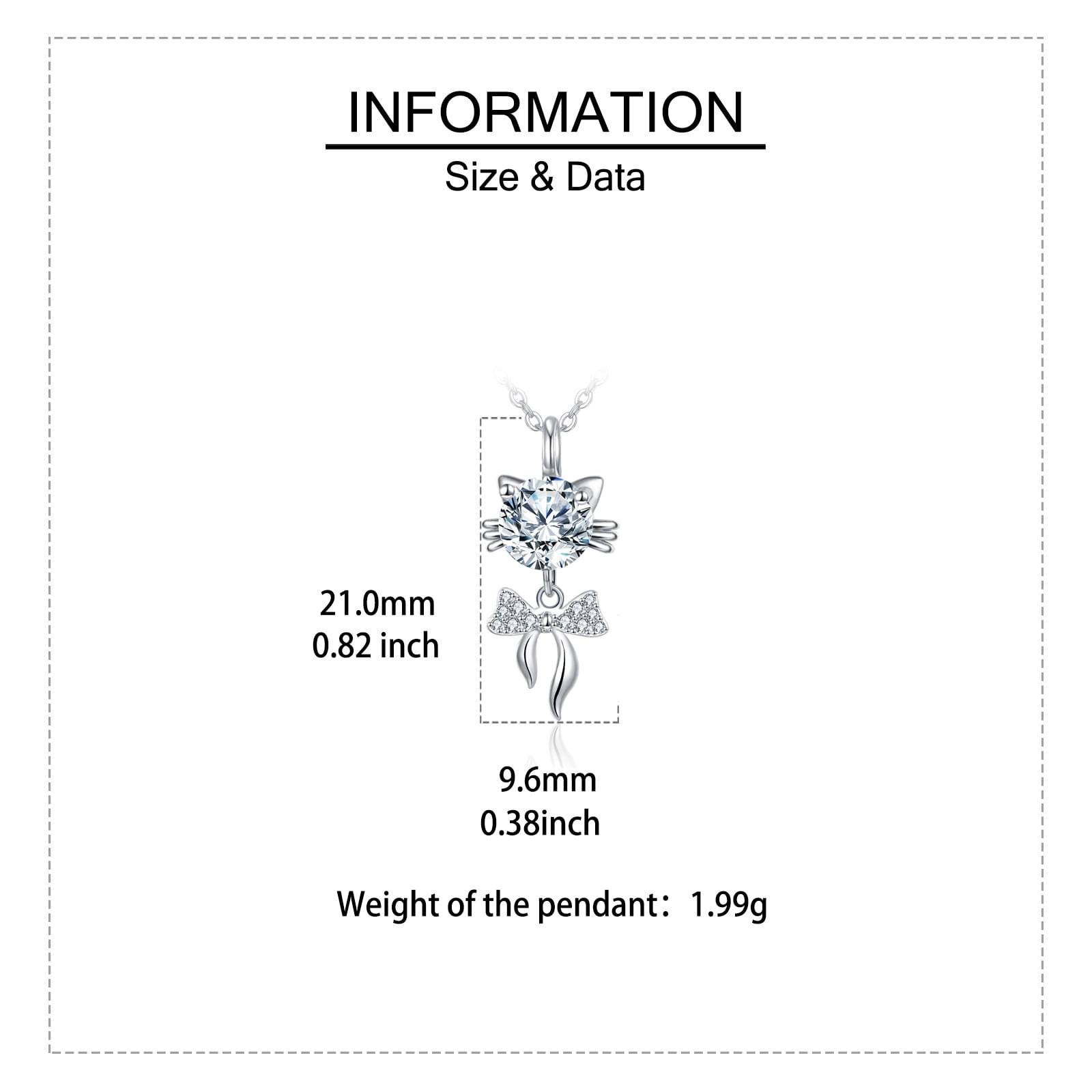 Elegant 925 Sterling Silver Moissanite Cat Pendant Necklace With Delicate Silver Chain Time Less Luxury Jewelry - Image 2