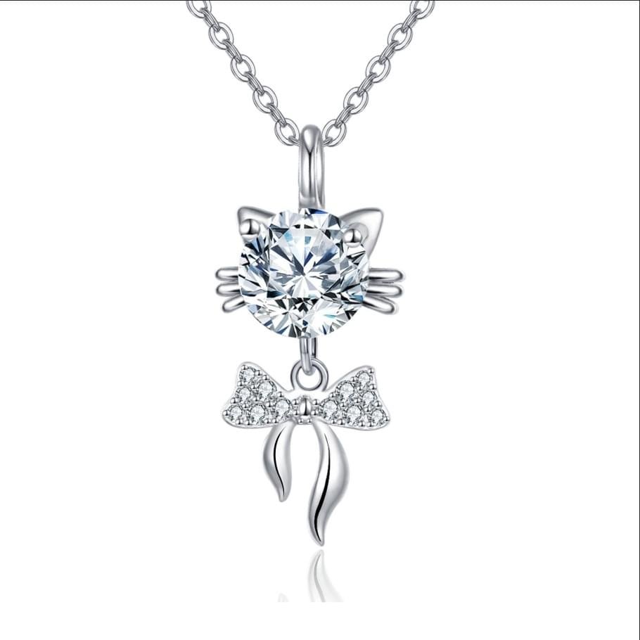 Elegant 925 Sterling Silver Moissanite Cat Pendant Necklace With Delicate Silver Chain Time Less Luxury Jewelry - Image 5